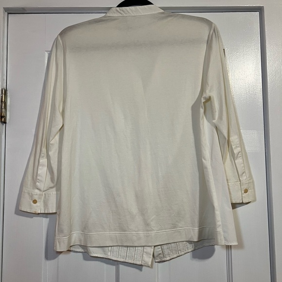 AKRIS PUNTO WHITE BUTTON UP PLEATED BLOUSE - Picture 2 of 9